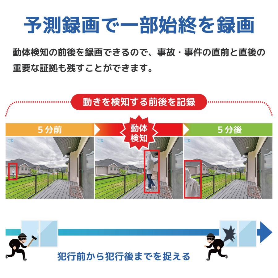 予測録画機能付き 貼るだけ防犯カメラセット 7インチ 小型 工事不要