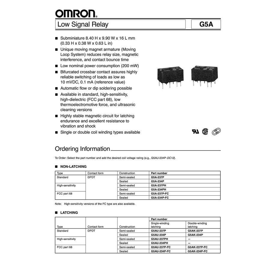 OMRON 汎用品 形G5A DC 12V 低信号リレー G5A-234P 12VDC : shopooo by GMO - 通販 ...
