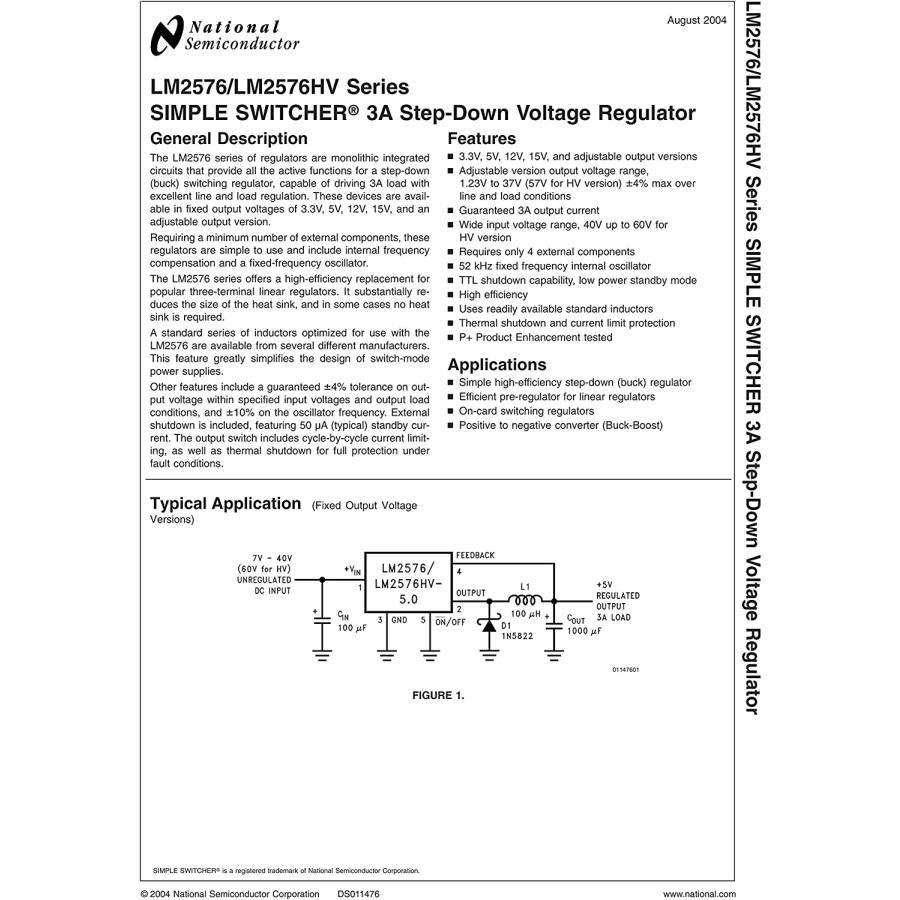 National Semiconductor SIMPLE SWITCHER 3A Step-Down Voltage Regulator LM2576HVSX-5.0/NOPB｜itempost｜02