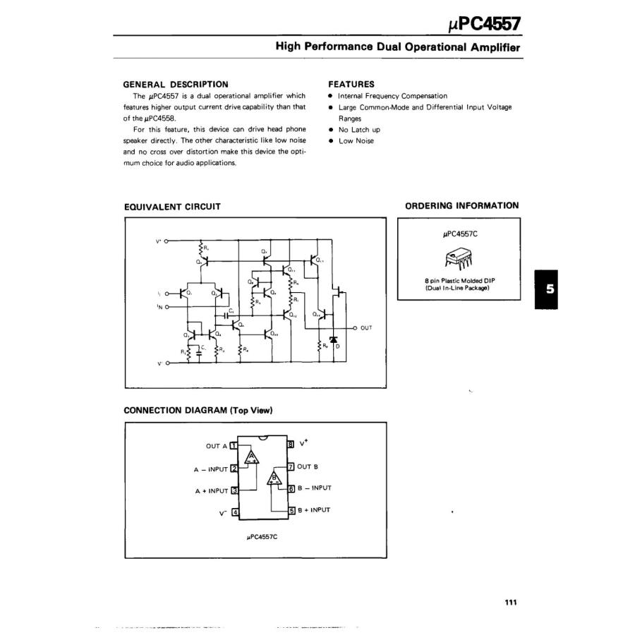 NEC HIGH PERFORMANCE DUAL OPERATIONAL AMPLIFIER オペアンプ C4557C