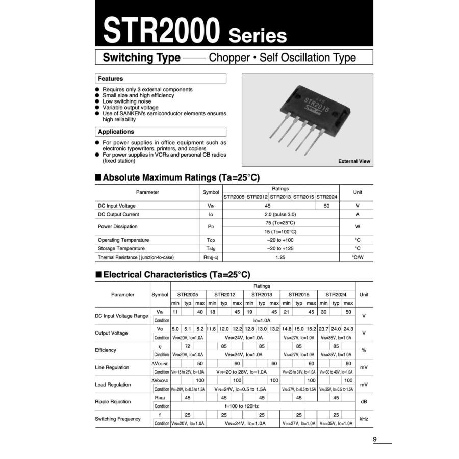 SANKEN スイッチングレギュレータ 電圧レギュレータIC 12V 2A STR2012｜itempost｜02