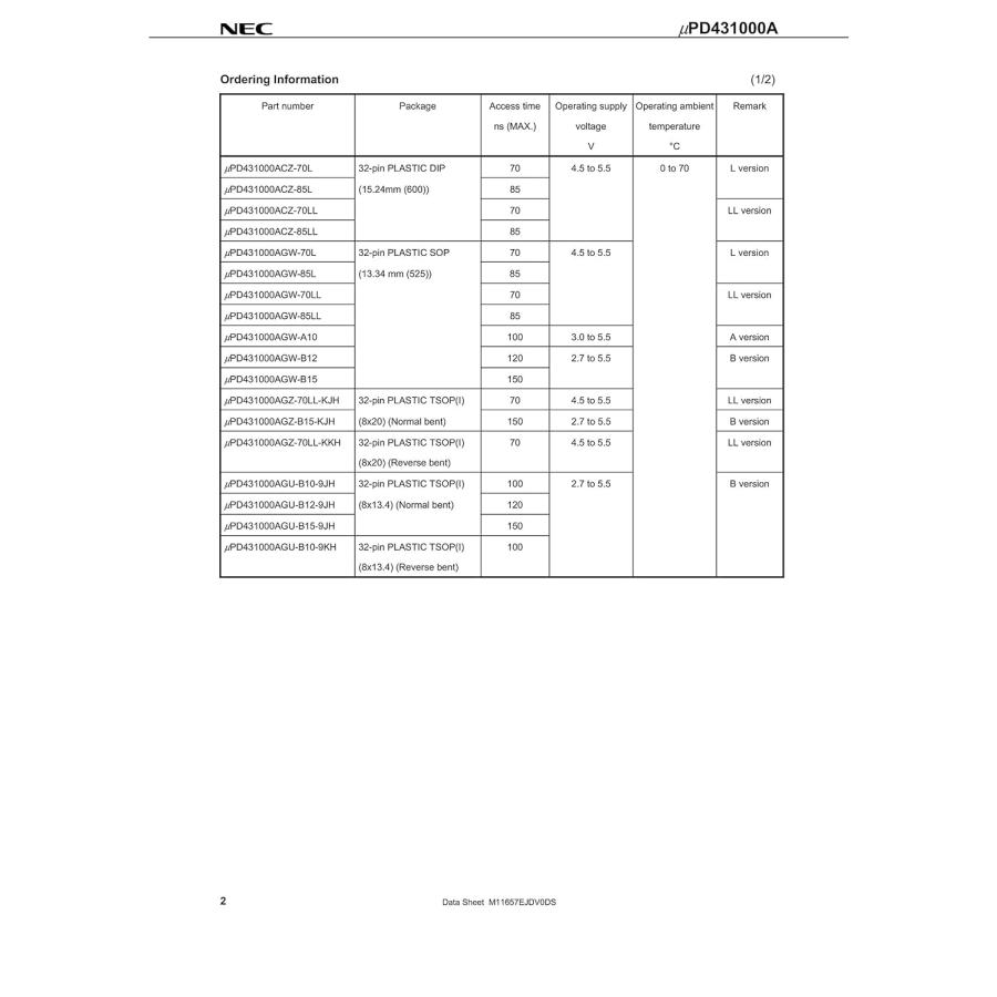 NEC 1Mbit CMOS SRAM UPD431000AGW-70LL-E2｜itempost｜04