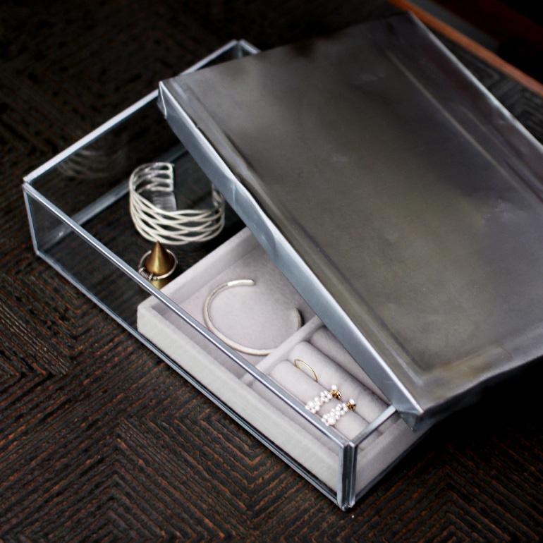 PUEBCO プエブコ｜GLASS BOX WITH RECYCLE STEEL LID【Jewelry Double】