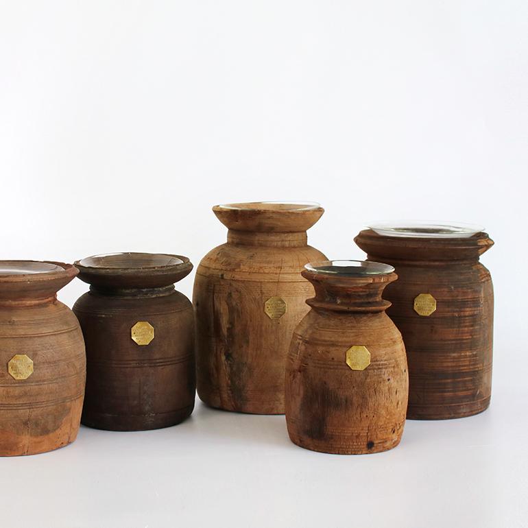 PUEBCO プエブコ｜VINTAGE WOODEN POT W/GLASS CYLINDER : shopooo by