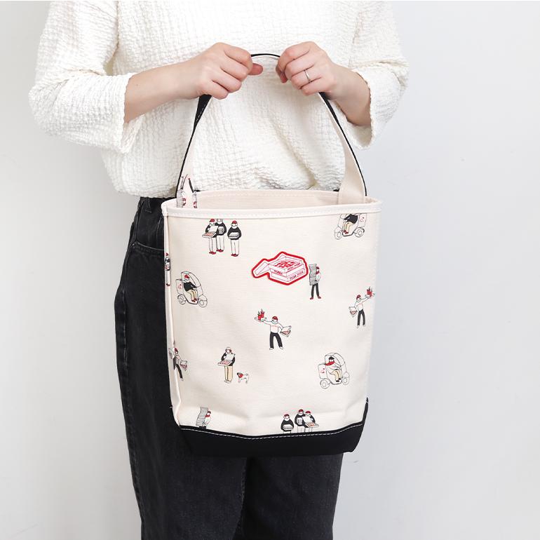 美品　TEMBEA バゲットトートバッグ　ピザ屋柄BAGUETTE TOTE TEMBEA テンベア｜BAGUETTE TOTE SMALL PIZZA+WAPPEN/BLACK : shopooo