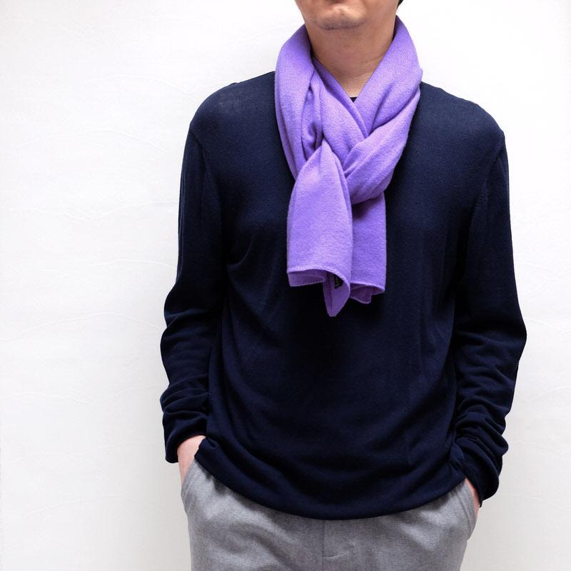 おすすめネット カシミヤウール混 パープル カシミアが得意なミラノのファクトリーブランド 32幅 190cm 男性マフラー メンズマフラー マフラー カシミヤ ウール 秋 冬 ニット パープル 紫 財布 帽子 ファッション小物