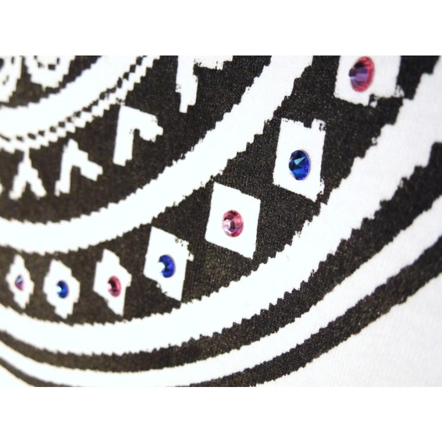 Samoa pattern Swarovski Long T-shirt White｜itempost｜03