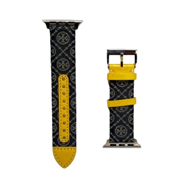 【並行輸入品】アップルウォッチ対応バンド TBS0073 TORY BURCH トリーバーチ バンド ベルト 38ミリ 40ミリ イエロー ネイビー レザー レディースの画像