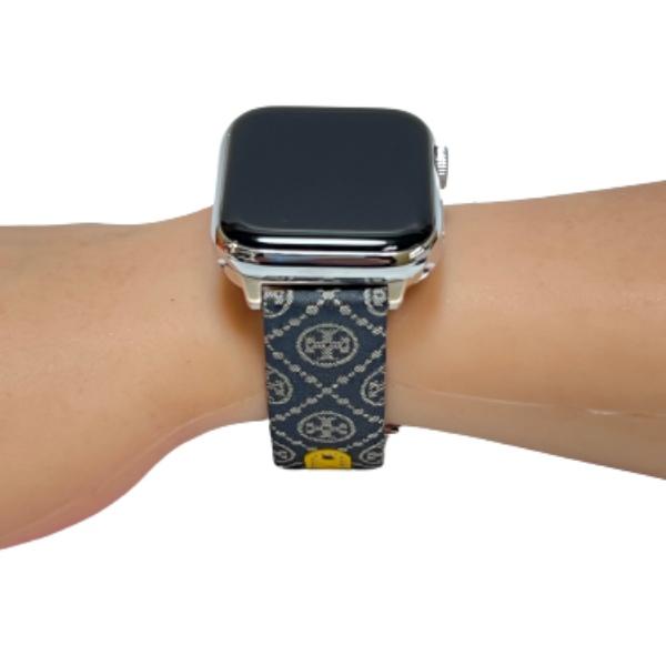 【並行輸入品】アップルウォッチ対応バンド TBS0073 TORY BURCH トリーバーチ バンド ベルト 38ミリ 40ミリ イエロー ネイビー レザー レディースの画像