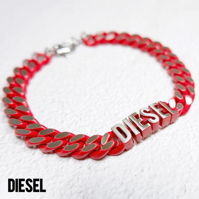 並行輸入品】ディーゼル DIESEL ロゴ ブレスレット メンズ レッド