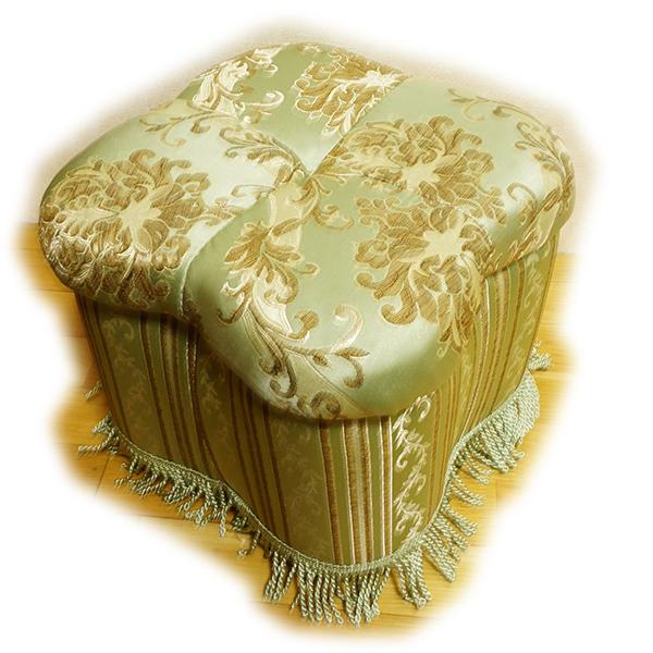 値下げ！ ゴージャスな ロココ調 ファブリック スツール A04: グリーン