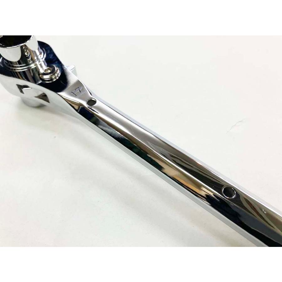 マストツール 八角グリップラチェットレンチ 17×21 総磨きストレート