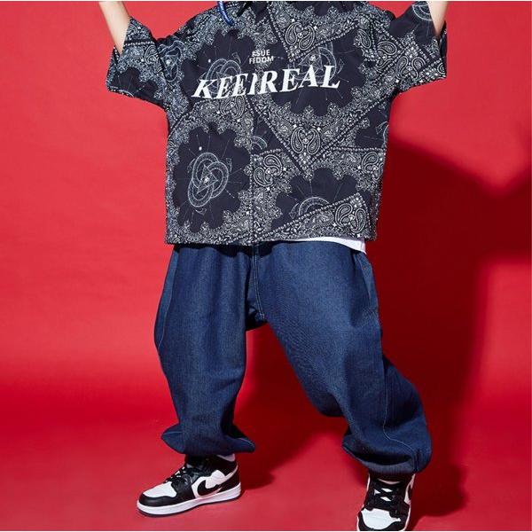 ギフ 包装 柄もの ぺイズリー柄 ダボダボ デニム ブラック系 ブラック デニムコーデ ロング