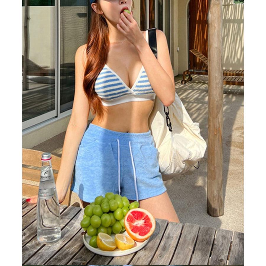 ショートパンツ付き パイル地 ボーダー ビキニ 水着 : shopooo ショートパンツ付き パイル地 ボーダー ビキニ 水着 : shopooo