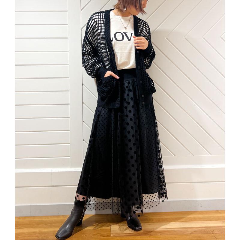 超美品の MoNiLEモニーレ モニーレ 緑 ドット切替ロングスカート 