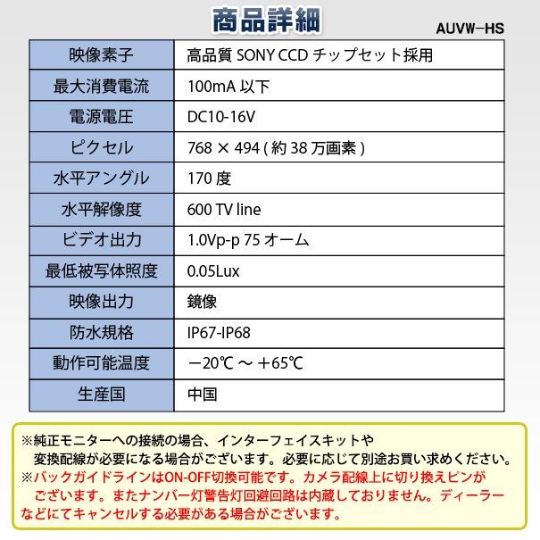 rc-auvw-hs11 SONY CCD バックカメラ A4 オールロードクワトロ B8 (Typ 8K 2010-2016 H22-H28) Audi アウディ純正ナンバー灯交換タイプ (アウディ バック カメラ｜itempost｜09