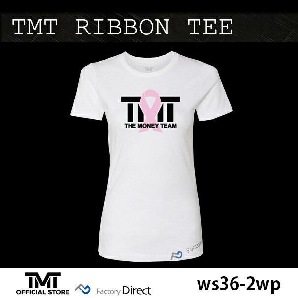 tmt-ws36-2wp ザ・マネーチーム Tシャツ TMT RIBBON TEE 白ベース×ピンクリボン フロイド・メイウェザー ボクシング レディース ホワイト( THE MONEY TEAM WBC tmt-ws36-2wp ザ・マネーチーム Tシャツ TMT RIBBON TEE 白