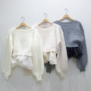 COCODEAL(ココディール)【ペプラムブラウス×パフスリーブニットセット