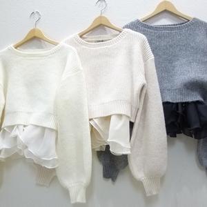 COCODEAL(ココディール)【ペプラムブラウス×パフスリーブニットセット