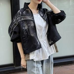 RISLEY リズレー ジップアップ レースブルゾン ブラック花柄 黒 Risley ブルゾン アウター レースリバーシブルブルゾン レディース
