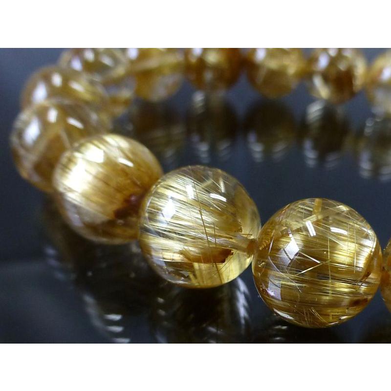 ブラジル産 5A級 ゴールドルチルクォーツ 14.5mm ブレスレット 3種