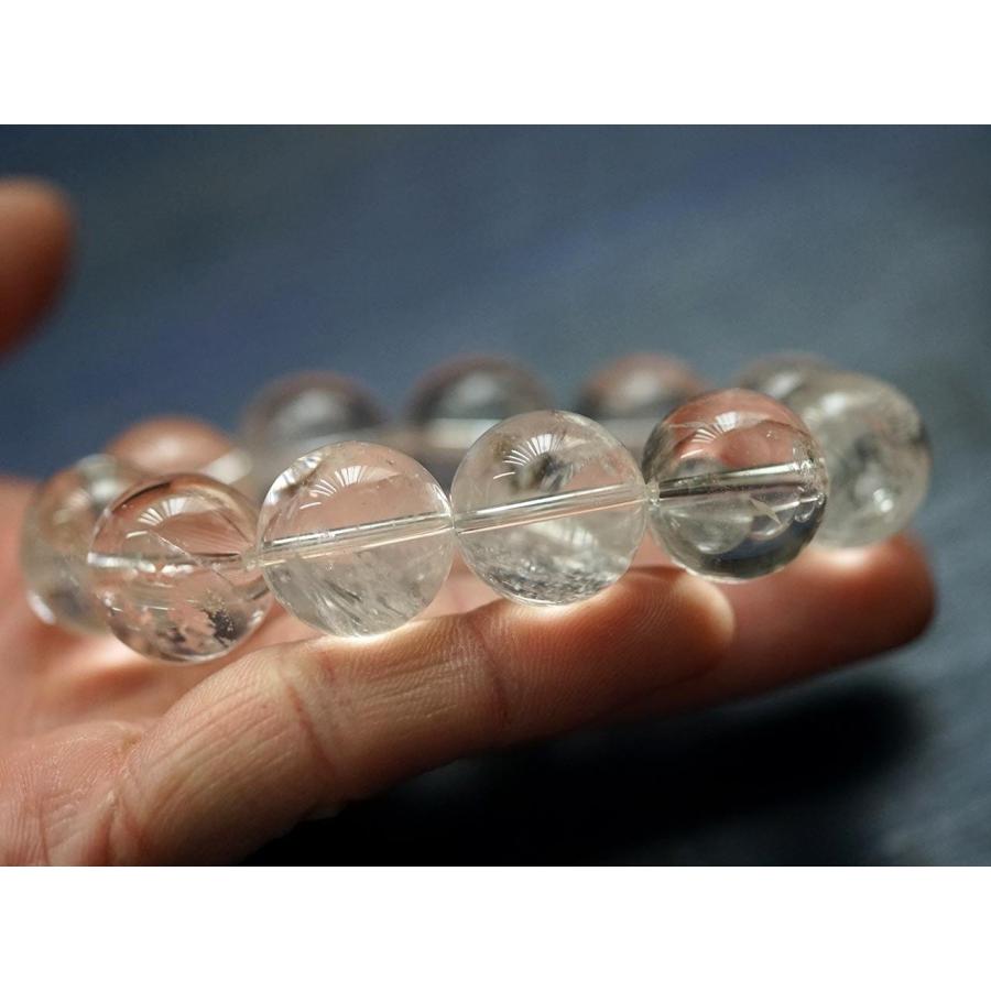 ヒマラヤ水晶 スノー（ガネーシュヒマール産） ブレスレット 18mm玉 No.28の画像