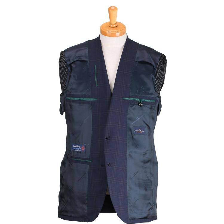 ゼニア スーツ Ermenegildo Zegna COOLEFFECT 春夏 ネービー チェック