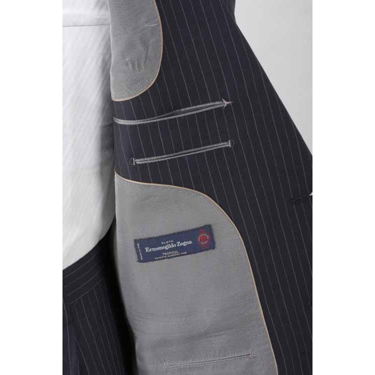 綺麗 エルメネジルドゼニア ナポリクチュール ストライプ シングルスーツ 50 Ermenegildo Zegna エルメネジルド ゼニア 社製生地 TROPICAL使用 春夏