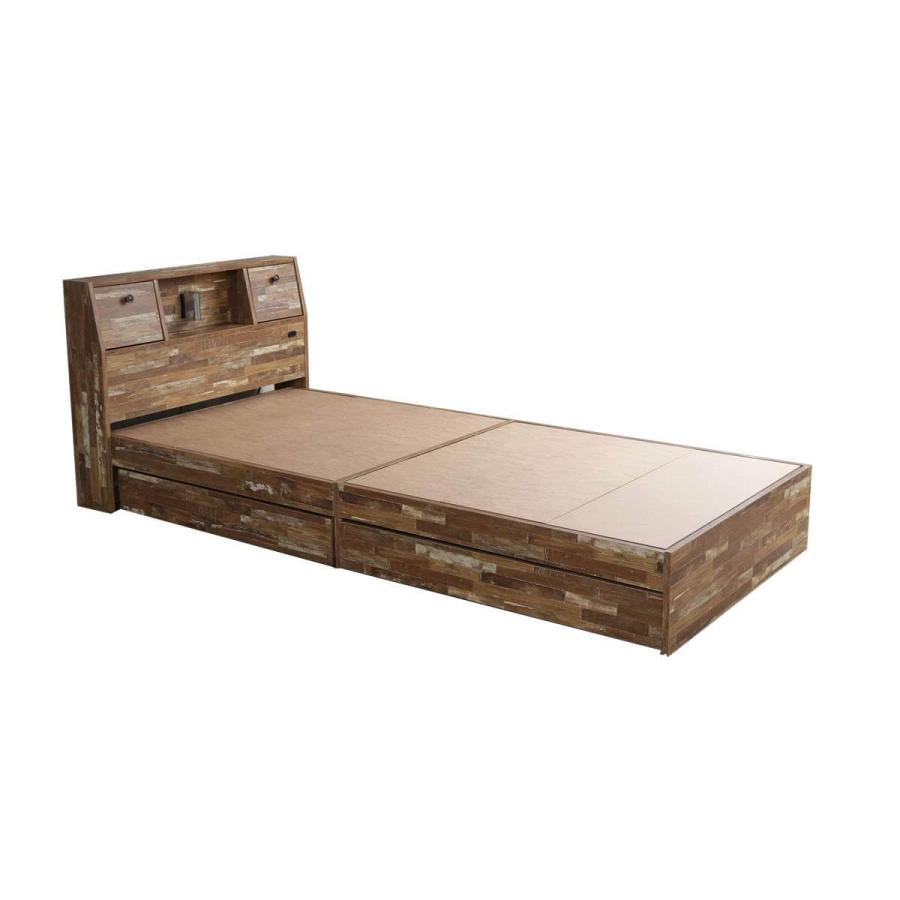 Cave 寄木柄引出し付ベッド ダブル 128011_DB_F ダークブラウン