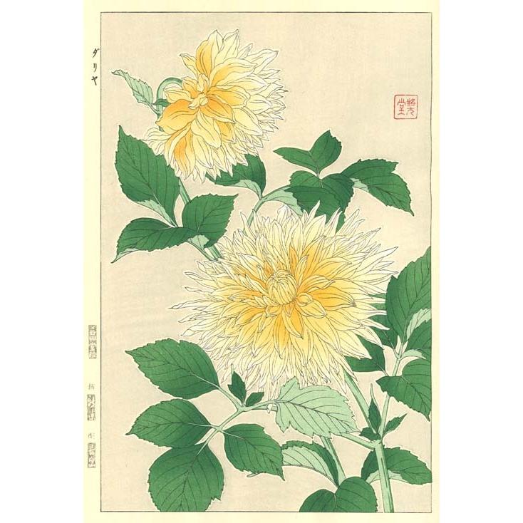 F042 ダリヤ　花版画 Flower Woodcut ‐Dahilia ‐｜itempost