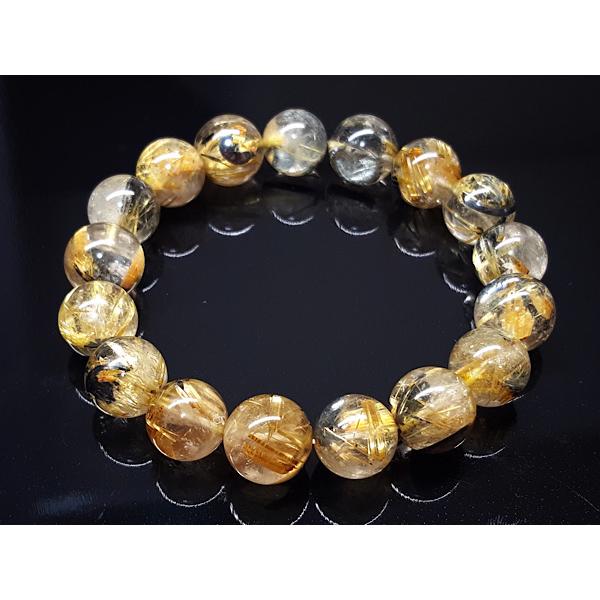 【限定1点】力強い金針/透明度◎ ヘマタイトルチルクォーツ（太陽ルチルクォーツ）12mmの天然石ブレスレット_2