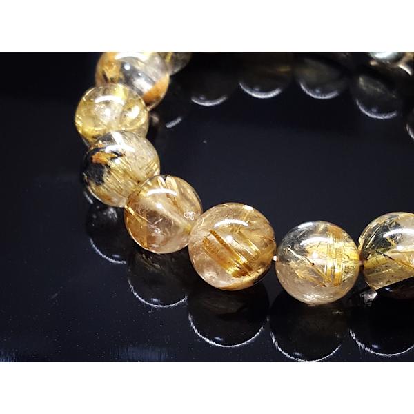 【限定1点】力強い金針/透明度◎ ヘマタイトルチルクォーツ（太陽ルチルクォーツ）12mmの天然石ブレスレット_3