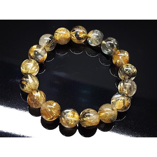 【限定1点】力強い金針/透明度◎ ヘマタイトルチルクォーツ（太陽ルチルクォーツ）12mmの天然石ブレスレット_4