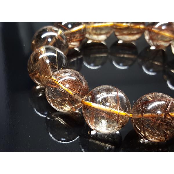 【限定1点】スモーキーブラウンタイチンルチルクォーツ約18mm天然石ブレスレット 限定1点】透明度抜群/希少な特大大玉！スモーキーブラウン