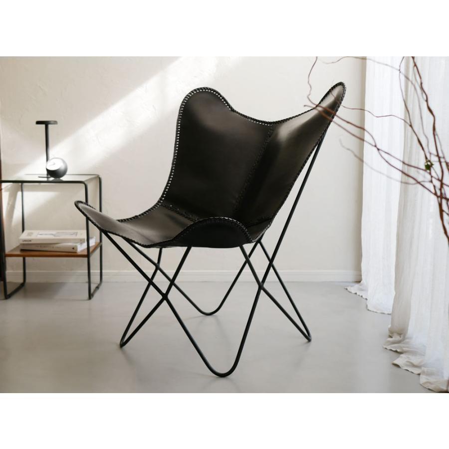 WRAPS/ラップス】アイアンレザーバタフライチェア 【メーカー直送