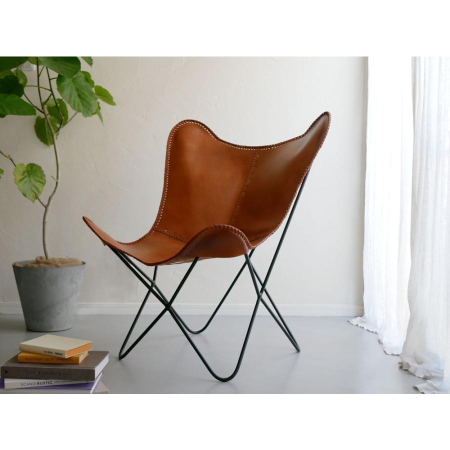 WRAPS/ラップス】アイアンレザーバタフライチェア 【メーカー直送