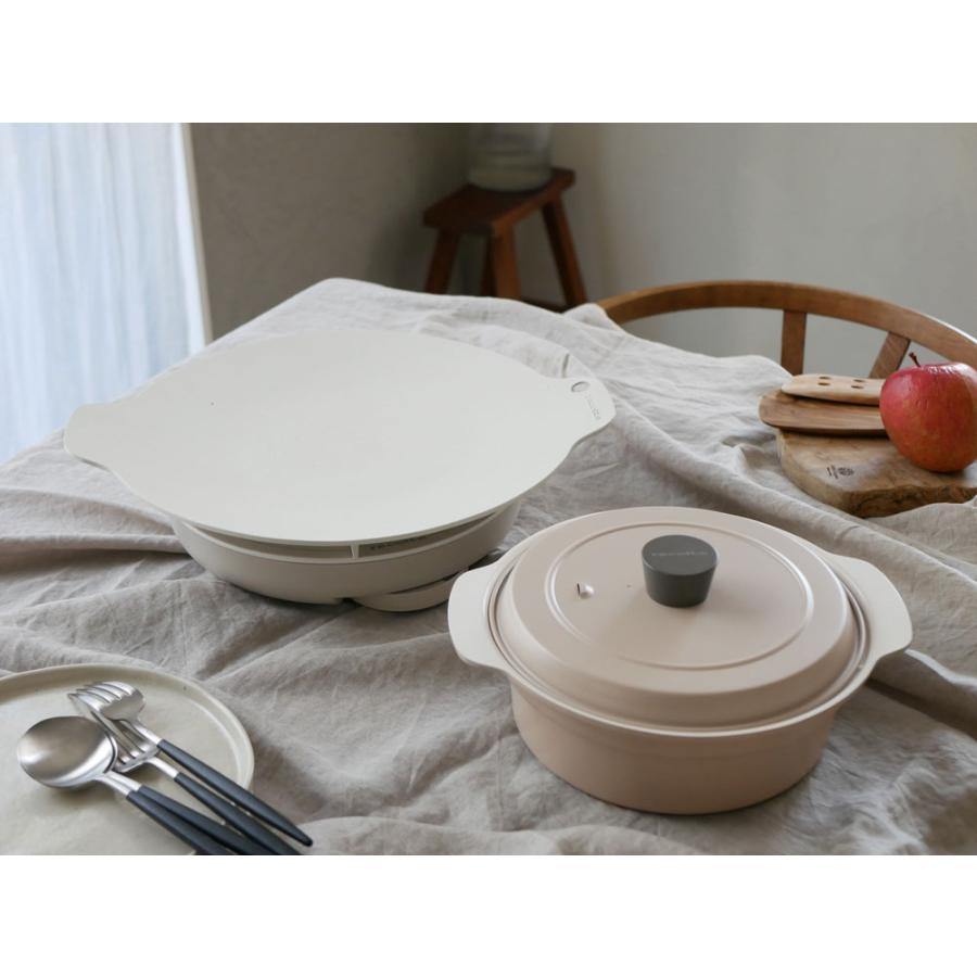 【recolte】卓上IHクッキンググリドル クリームホワイト IH対応鍋付き《ひなたライフ特別セット》/ クリームホワイト の商品画像