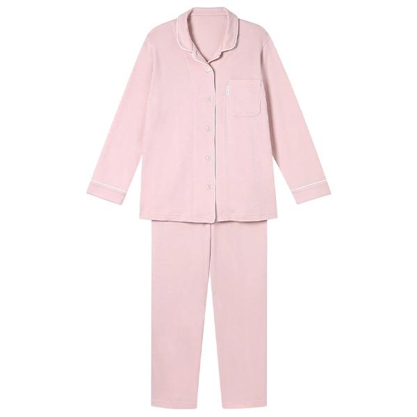 ワコール wacoal 睡眠科学 YDW450 女性用 レディース パジャマ ルームウェア セットアップ あったか 長袖 長ズボン 10分丈 10分袖 綿100% 前開きタイプ 全開 SML_4