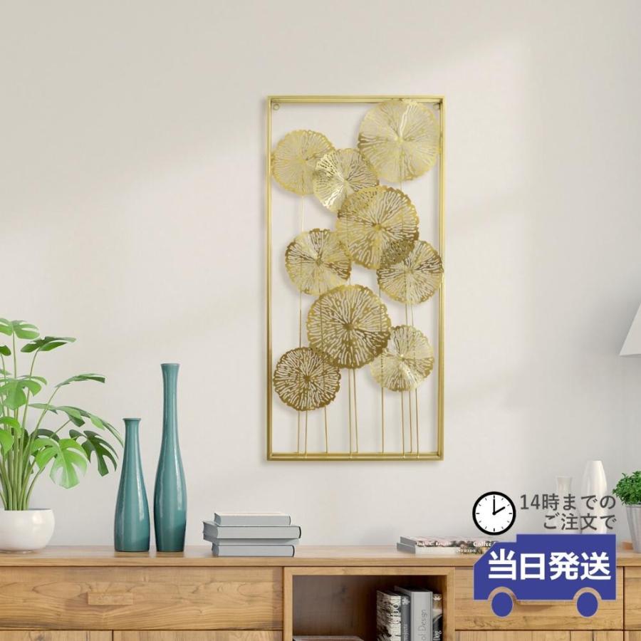 蓮ゴールド アートパネル 幅41cm×高さ84cm｜おしゃれなインテリアの輸入雑貨イエ【公式通販】の画像