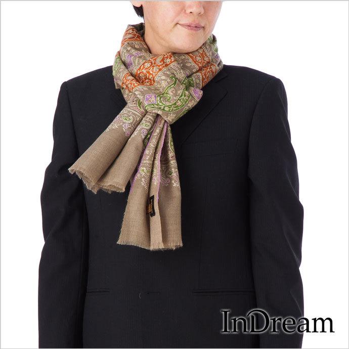 メンズ 刺繍ストール マフラー パシュミナ カシミヤ 100cm巾 刺繍ストール ベージュ 誕生日 マフラー パシュミナ プレゼント 秋冬 1 Indream 1025 Shopooo By Gmo