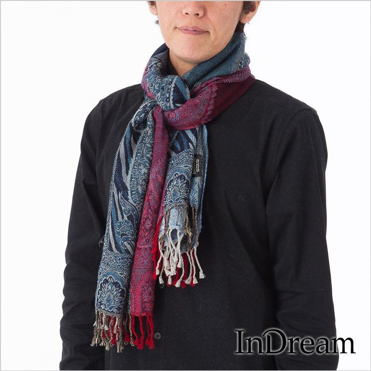 オンラインで最も安い ウールストール メンズ ペイズリー柄 大判 マフラー プレゼント 秋冬 インディゴブルー レッド ライトブルー 配送料込 Www Superavila Com