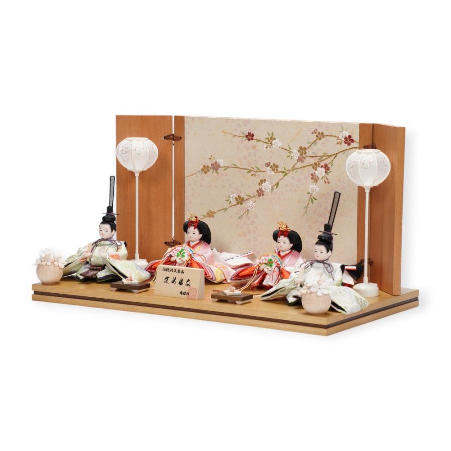 【雛人形】まめ(大) 金襴花柄(緑・ピンク)×金襴花柄(薄緑・ピンク) 双子飾り〈尚好作〉[253-122]_2