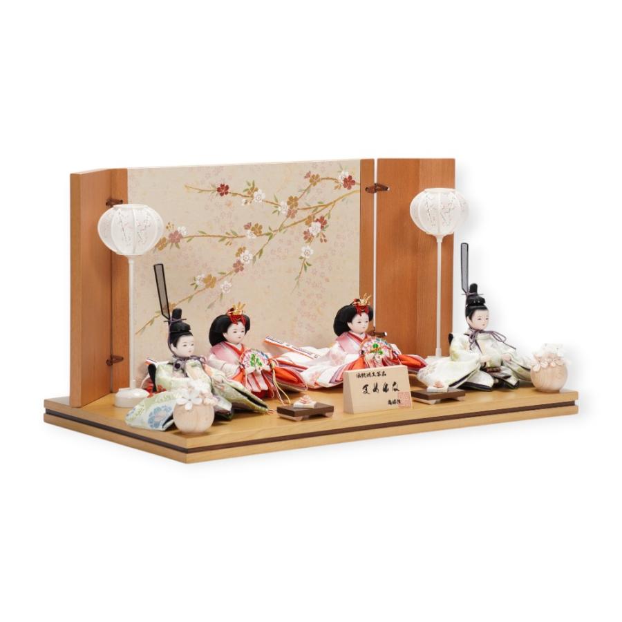 【雛人形】まめ(大) 金襴花柄(緑・ピンク)×金襴花柄(薄緑・ピンク) 双子飾り〈尚好作〉[253-122]_3