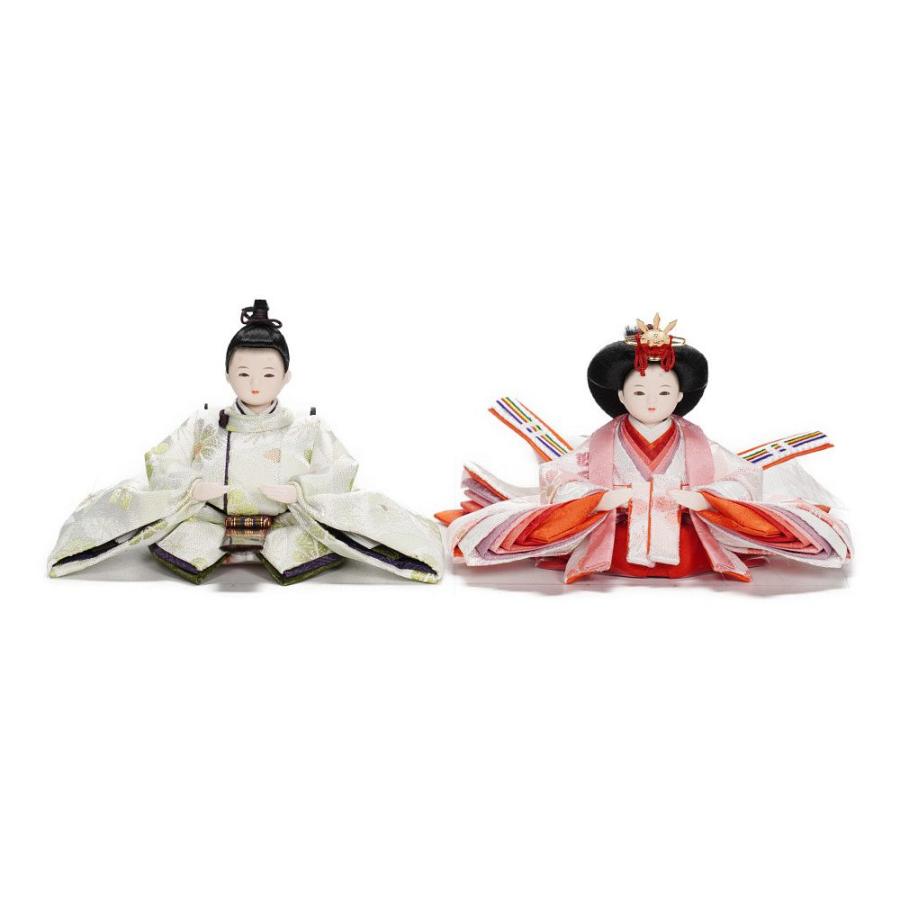 【雛人形】まめ(大) 金襴花柄(緑・ピンク)×金襴花柄(薄緑・ピンク) 双子飾り〈尚好作〉[253-122]_4