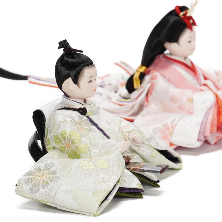 【雛人形】まめ(大) 金襴花柄(緑・ピンク)×金襴花柄(薄緑・ピンク) 双子飾り〈尚好作〉[253-122]_5