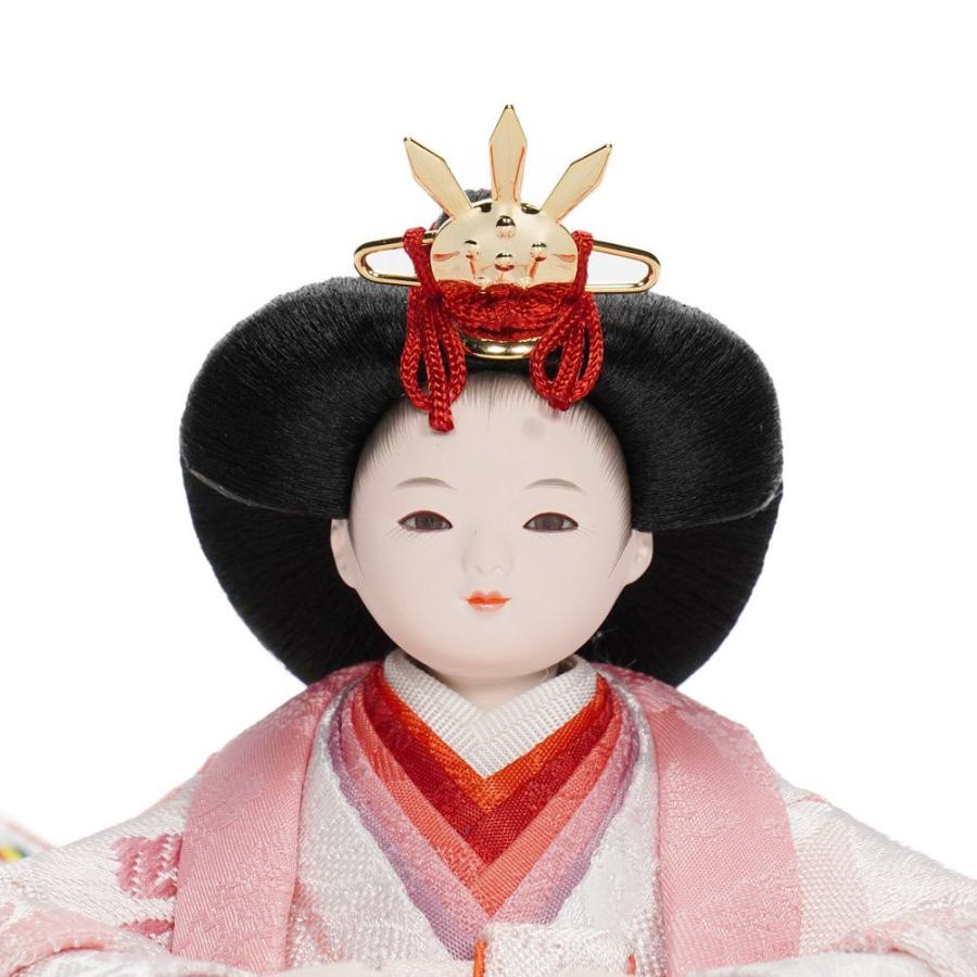 【雛人形】まめ(大) 金襴花柄(緑・ピンク)×金襴花柄(薄緑・ピンク) 双子飾り〈尚好作〉[253-122]_8