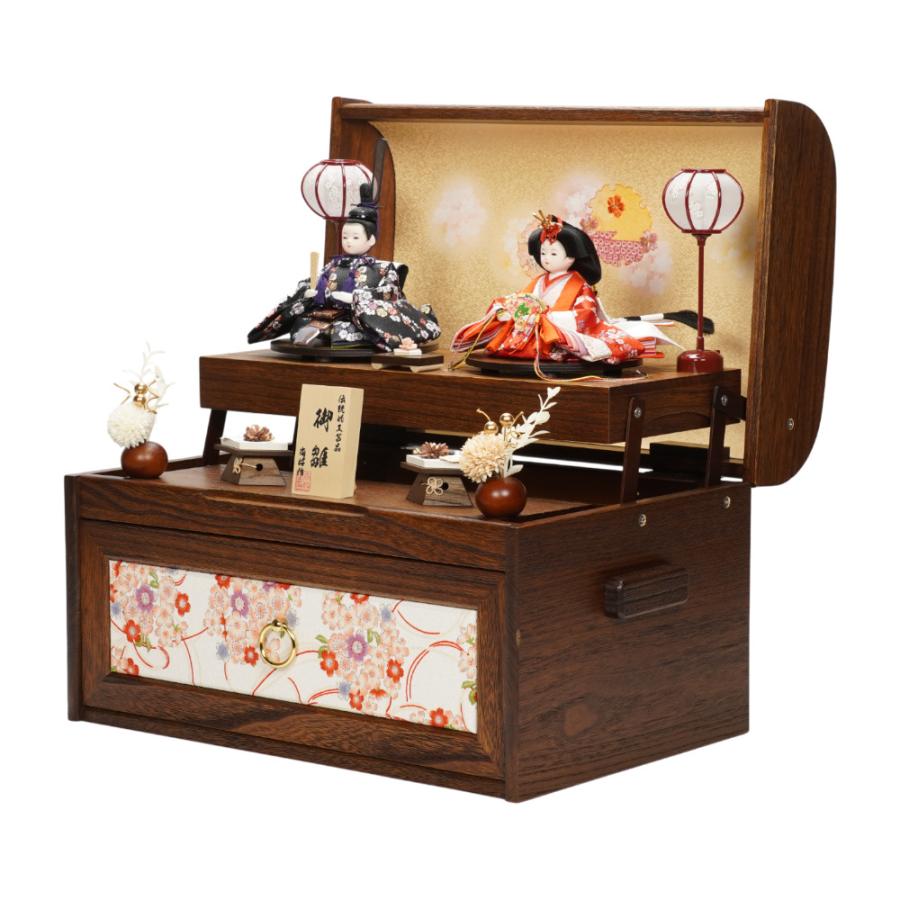 【雛人形】柳(小) 金襴小花柄(紺・赤) 親王飾り〈尚好作〉[263-015]_2