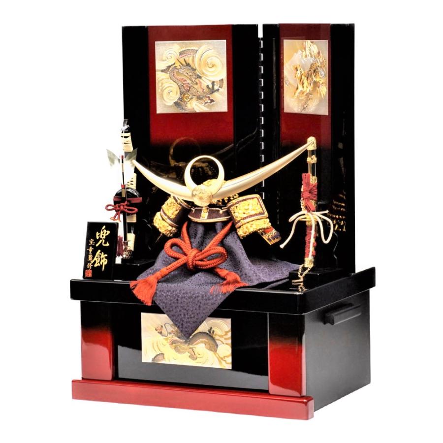 数量値引き 【五月人形】10号 極上上杉 彫金龍虎 兜収納飾り〈宝童作