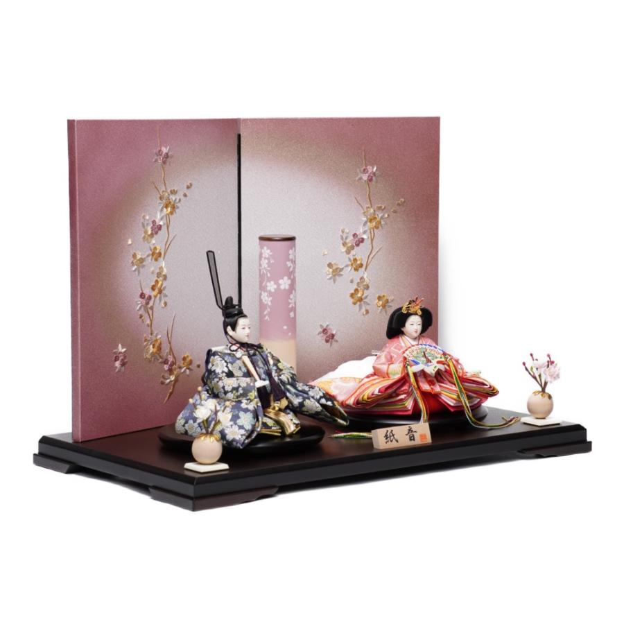 【雛人形】京十一番 金襴(青磁・ピンク) 桜柄　親王飾り〈恵翠作〉[233-016]_2