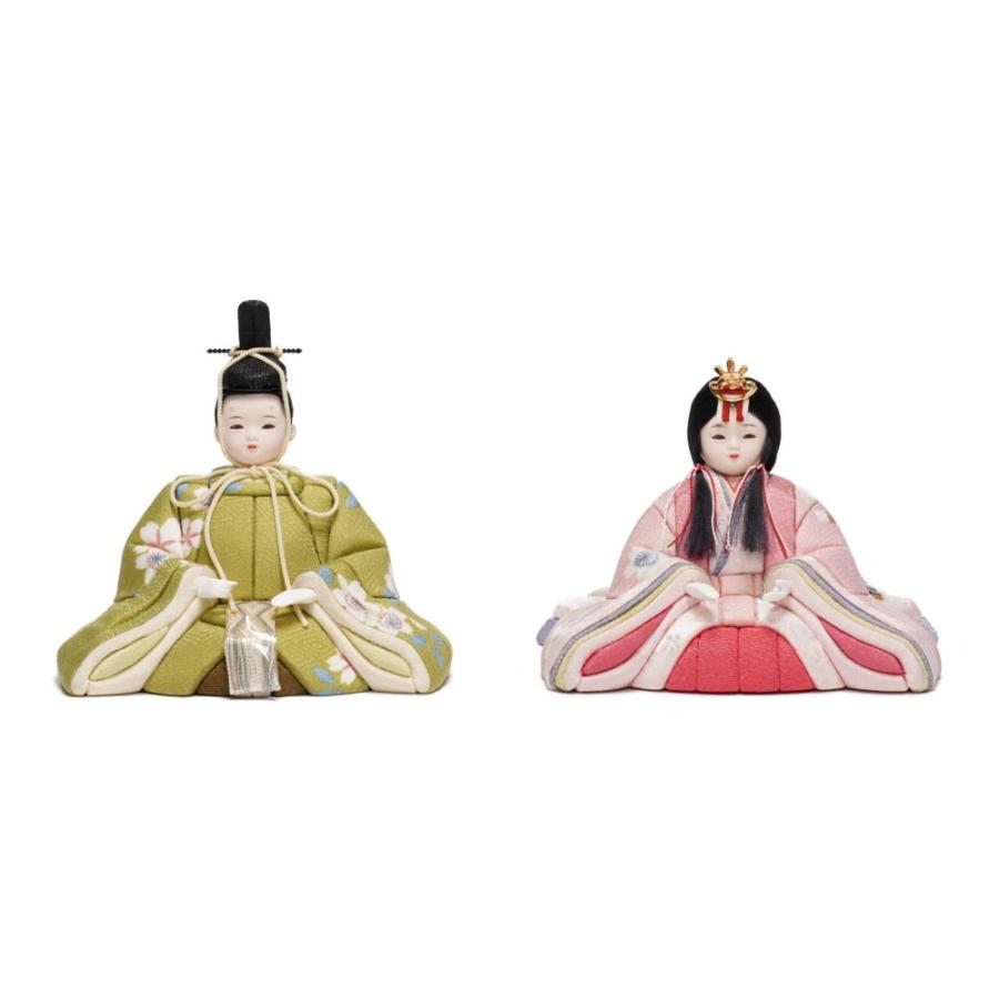 【木目込み雛人形】桃山雛 友禅(緑・ピンク) 親王飾り〈木村一秀作〉[233-046]_5